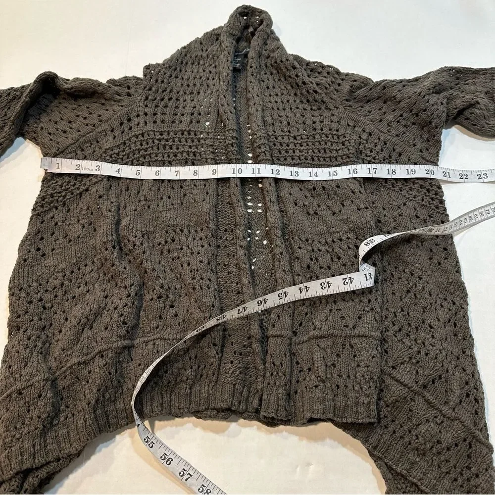 NWT Calvin Klein Crochet Sweater Olive Open Front Draped, Size L